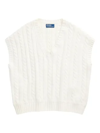 Polo Ralph Lauren Maglione smanicato con scollo a V - Bianco