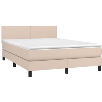vidaXL Vidaxl - Cama Box Spring Colch&oacute;n Led Cuero Sint&eacute;tico Capuchino 140x200cm