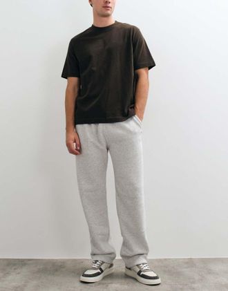 Abercrombie & Fitch icon logo joggers a gamba dritta in grigio chiaro