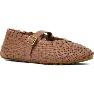 Aquatalia Quello Water Resistant Mary Jane Flat in Clay Nappa at Nordstrom, Size 9.5