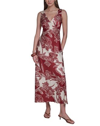 Halston Heritage Sleeveless V-Neck Midi Dress