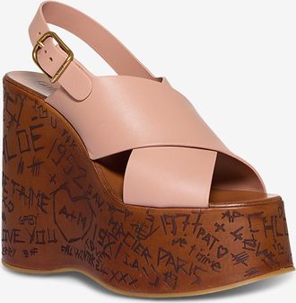 Chloé Keilsandalen aus Leder mit Graffiti Maxime 80