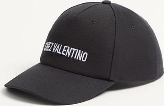 Valentino Garavani Baseball Cap Chez Valentino In Cotone Con Ricamo Uomo NERO/AVORIO 57