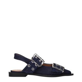 Ganni Damens Sandalen Stoff Blau/Denim
