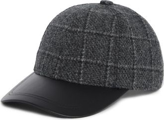 Nordstrom Wool & Cashmere Baseball Cap with Faux Leather Bill in Charcoal Multi at Nordstrom