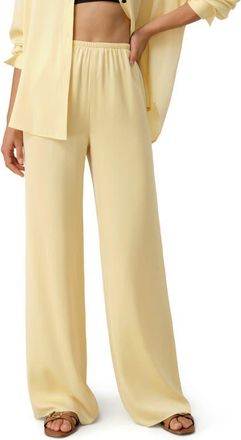 LilySilk Womens Stretch Silk Georgette Straight Leg Pants in Butter at Nordstrom, Size X-Small