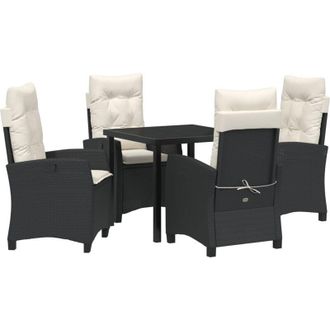 vidaXL Conjunto De Comedor De Jard&iacute;n 5 Pcs Negro Rat&aacute;n Sint&eacute;tico Vidaxl