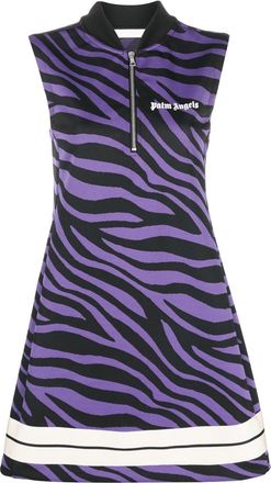 Palm Angels zebra-print shift minidress - women - Polyester - S - Purple
