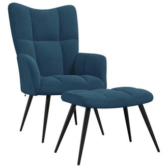 vidaXL Sill&oacute;n De Relax Con Taburete Terciopelo Azul Vidaxl