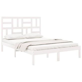 Berkfield Home Beautiful Bed Frame White Solid Wood 140x200 cm