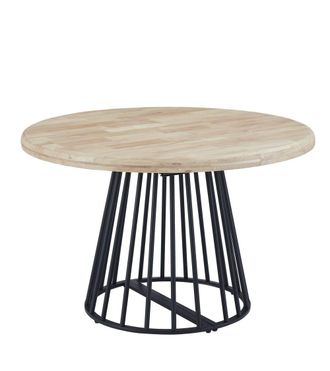 Home Heavenly Mesa de comedor extensible de madera y patas negras 76x120x120-200 cm