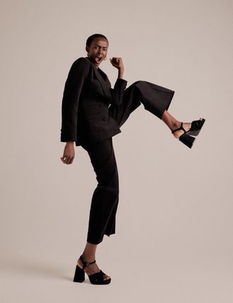 Nobody's Child NC x Lisou Black Cord Double Breasted Tailored Blazer