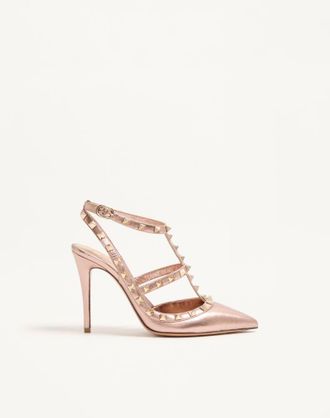 Valentino Garavani D&eacute;collet&eacute; Rockstud In Nappa Laminata 100Mm Donna ROSE CANNELLE 34.5