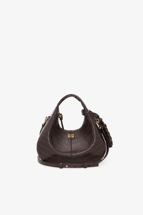 Ganni Brown Croco Mini Hobo Bag