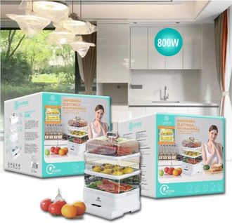 Trade Shop Trade Shop - Vaporiera Elettrica Multifunzionale Cuoci Vivande 800w Timer Automatico Tx-8440