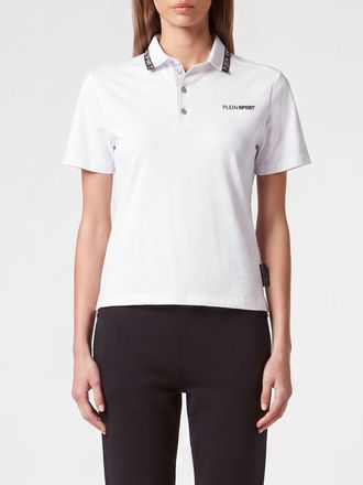 Plein Sport Polo slim fit in jersey a maniche corte con logo stampato