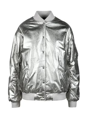Iro Leather Bomber Jacket - Silver