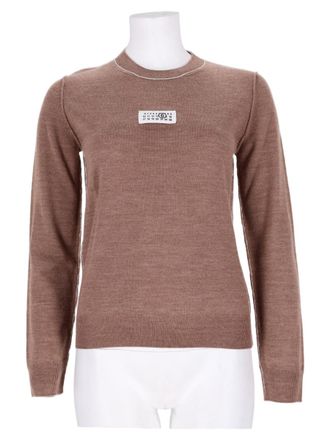 Maison Margiela Fitted Brown Knit Sweater With Ribbed Detailing