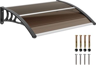 No Brand Toldo Para Puertas Y Ventanas Exteriores De 75 X 100 Cm, Protecci&oacute;n Contra El Sol Y La Lluvia, Con Soporte De Aleaci&oacute;n De Aluminio Marr&oacute;n