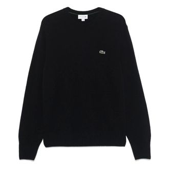 Lacoste Wollen trui met ronde hals - Heren - Truien - Zwart - Maat: 2XL Wol