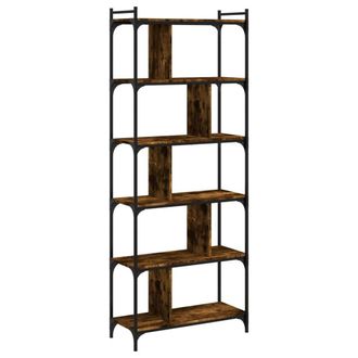 Berkfield Home Bookcase 6-Tier Smoked Oak 76x32x192 cm Engineered Wood in Brown | Size: 76 x 32 x 192 cm