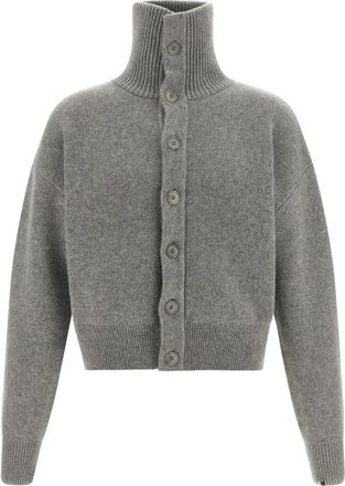Extreme Cashmere n&deg;377 Clement Cardigan - Heren - Cashmere truien - Grijs - ONE Size - Leer - Truien & Vesten