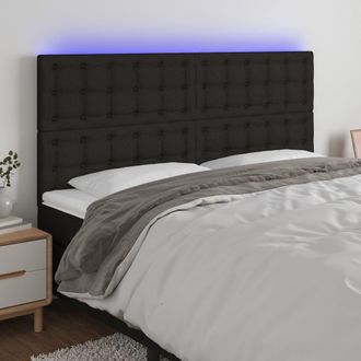 vidaXL Cabecero Con Luces Led Tela Negro 160x5x118/128 Cm Vidaxl