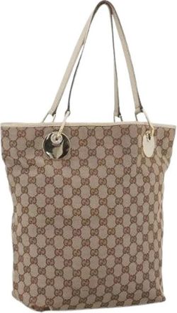 Gucci Pre-owned GG Canvas Tote Bag - Dames - Vintage Shopper - Beige - ONE Size - Leer - Vintage