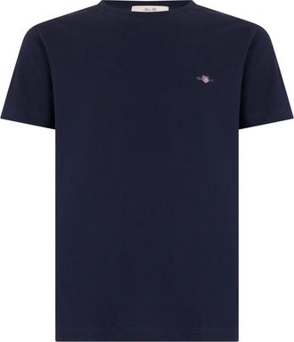 GANT Piqu&eacute; T-Shirt - Heren - T-shirts - Blauw - L - Katoen - Tops