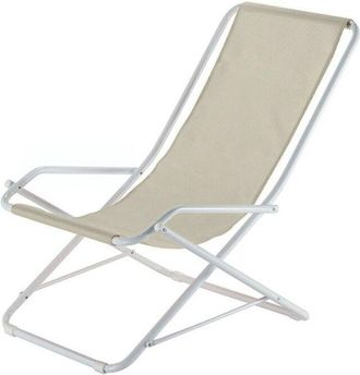 Fiam Poltrona Basculante Da Esterno Linea Dondolina Con Telaio In Acciaio Bianco e Telo In Texfil Beige