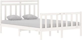 vidaXL Estructura De Cama De Madera Maciza Blanca 135x190 Cm Vidaxl