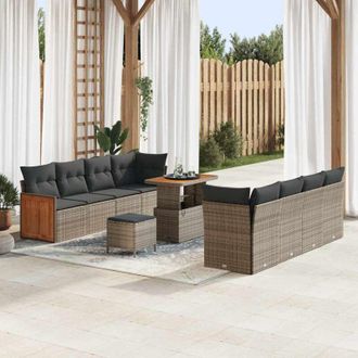 vidaXL Conjunto De Sof&aacute; De Jard&iacute;n 11 Pcs Gris 90 X 55 X 71 Cm Vidaxl