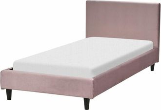 Beliani Beliani - Letto singolo in Velluto rosa con rete a doghe 90 x 200 cm Fitou