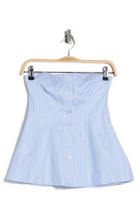 SIMKHAI Vivvy Peplum Strapless Top in Blue Hydrangea Stripe at Nordstrom Rack, Size 00