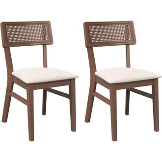 vidaXL Sillas De Comedor Con Cojines 2 Uds Madera Maciza Marr&oacute;n Caucho Vidaxl
