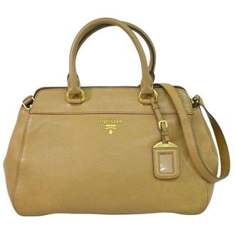 Prada Vintage Leather Beige Leather Handbag (Pre-Owned)
