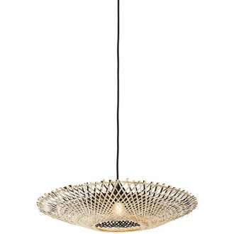 QAZQA Oriental L&aacute;mpara Colgante Oriental De Bamb&uacute; 50 Cm - Rina Bamb&uacute; /acero Redonda Adecuado Para Led Max. 1 X 60 Watt - Qazqa