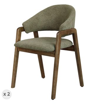 Moloo Silla de tela verde y fresno te&ntilde;ido de nogal (x2)