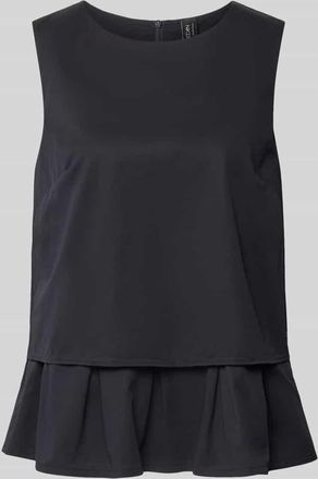 Marc Cain Blusenshirt mit Volantsaum und Rundhalsausschnitt in Marine, Gr&ouml;&szlig;e 34