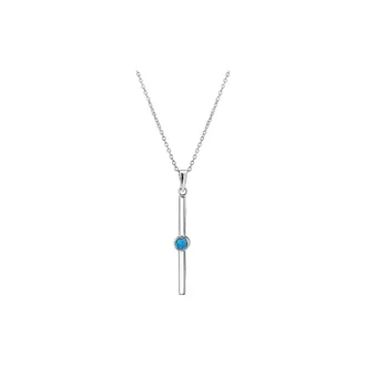 Gold & Honey Womens Bar Pendant In Silver & Turquoise