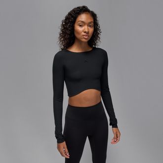 Nike Jordan Womens Jordan Sport Dri-FIT Long-Sleeve Top in Black | HQ8951-010