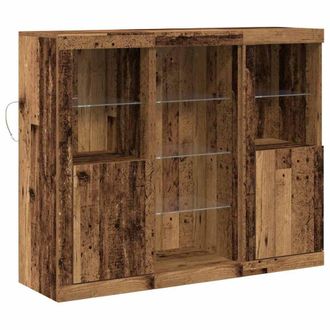 Berkfield Home Sideboard with LED Lights Old Wood 123x37x100 cm Engineered Wood in Brown | Size: 123 x 37 x 100 cm