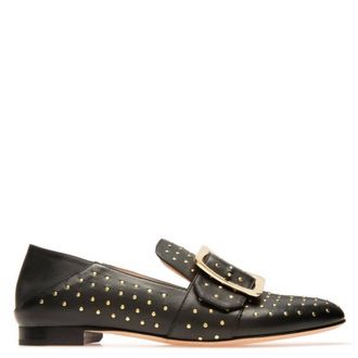 Bally Janelle Buckle Studded Leather Loafers
