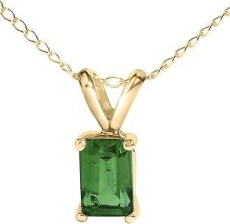 House of Brilliance Haus Of Brilliance Colorful Gemstones 14K 0.40 Ct. Tw. Emerald Pendant Necklace