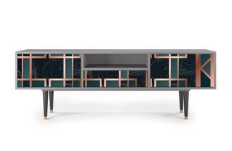 StoryZ Mueble de TV azul-verde 2 cajones y 1 puerta L 170 cm