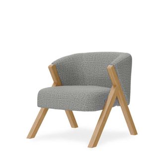 Koketto Home Butaca baja moderna con estructura de madera y tejido gris