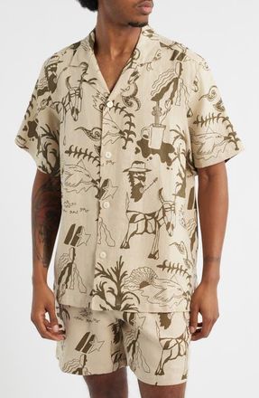OAS Poplan Linen Camp Shirt in Beige at Nordstrom, Size Xx-Large