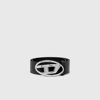 Diesel 3.9cm leather belt with shiny Oval D logo buckle - Belts - Woman - Black