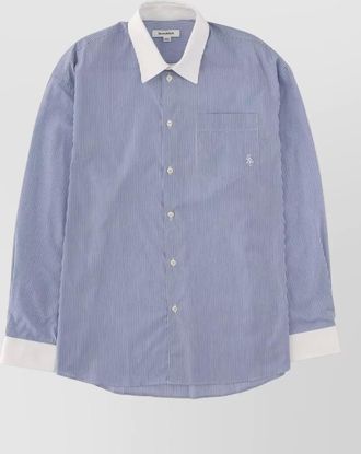 Sporty & Rich striped long sleeve shirt contrast collar pocket