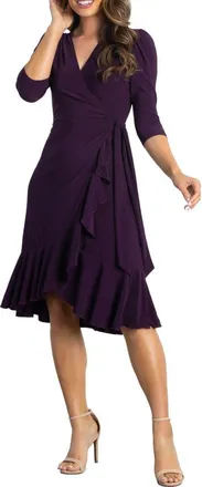 Kiyonna Whimsy Midi Wrap Dress in Plum Passion at Nordstrom, Size X-Large